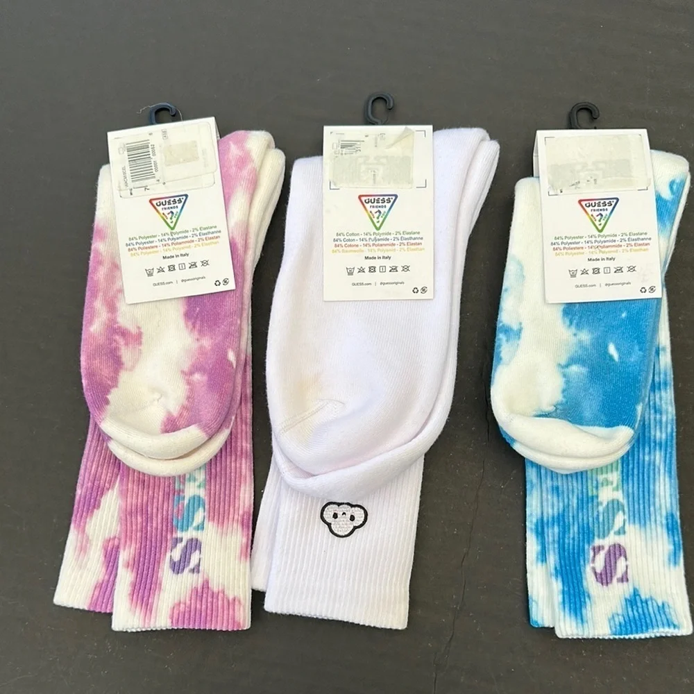 GUESS Men's Colorful Socks - Blue, White, Purple